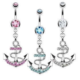 Piercing nombril ancre de bateau pendante