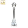 Piercing ventre goute cristal or blanc 14k