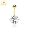 Piercing or jaune 14 carats nombril strass 10mm