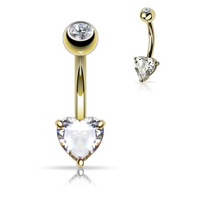 Piercing nombril coeur 6mm or jaune 14k