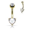 Piercing nombril coeur 6mm or jaune 14k