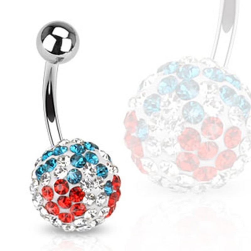 Piercing nombril strass logo cerise