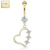 piercing nombril or jaune coeur pendant